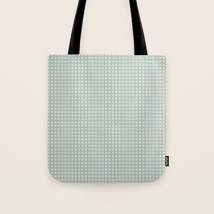 Blue geometric gingham grid art pattern Tote Bag Gallery Image 1