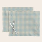Blue geometric gingham grid art pattern Placemat Gallery Image 1