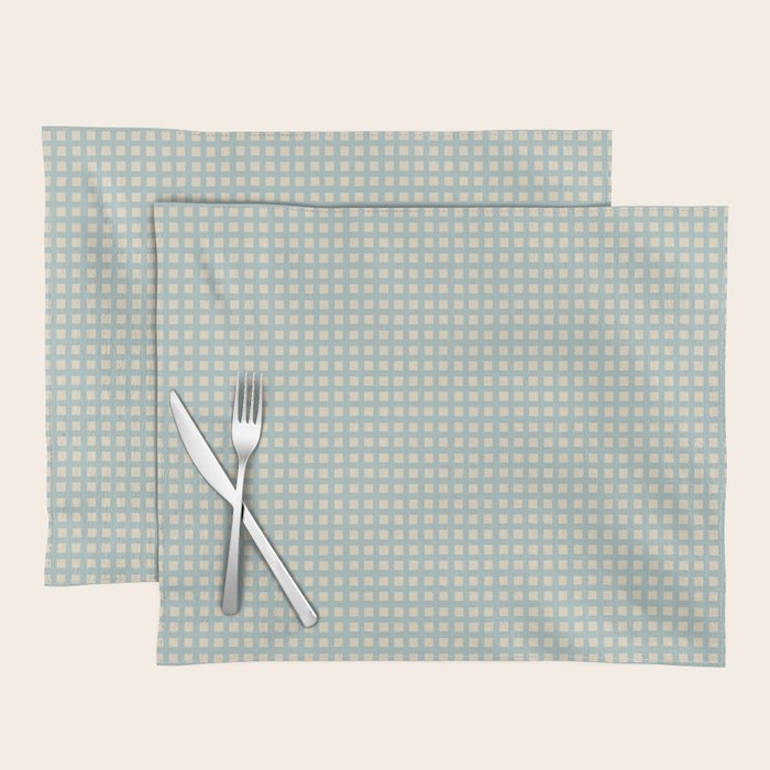 Blue geometric gingham grid art pattern Placemat Gallery Image 1