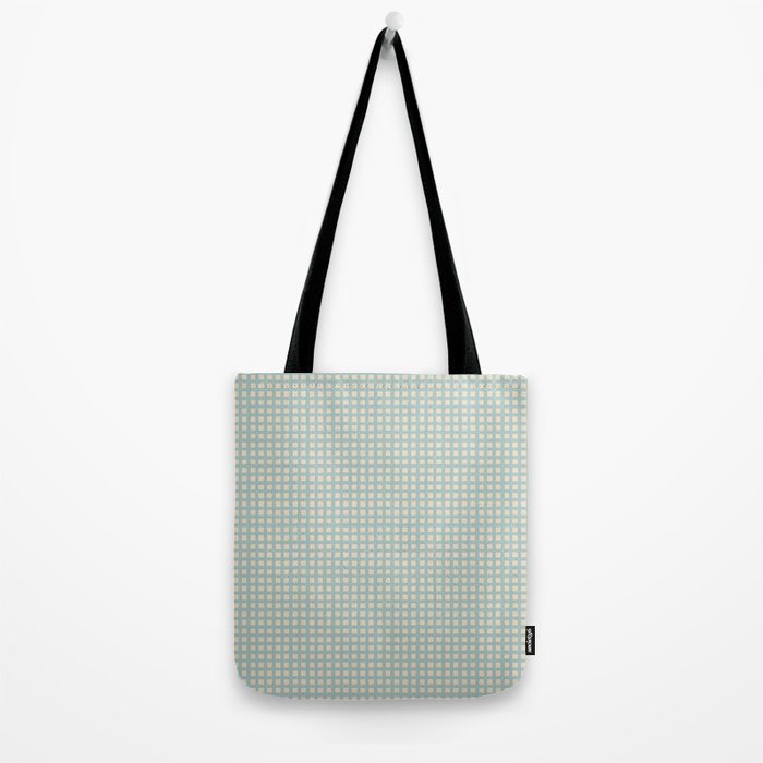 Blue geometric gingham grid art pattern Tote Bag Gallery Image 2