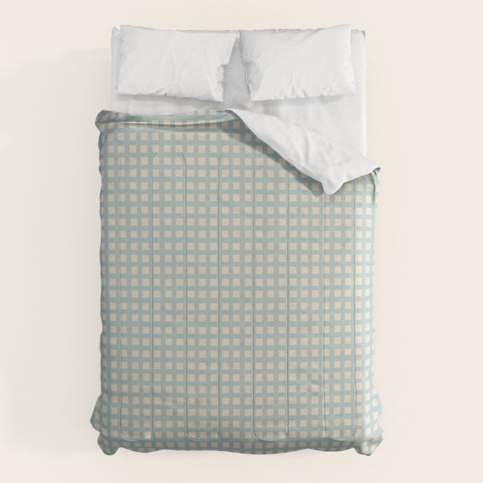 Blue geometric gingham grid art pattern Comforter Gallery Image 1
