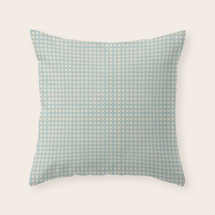 Blue geometric gingham grid art pattern Throw Pillow Gallery Image 6