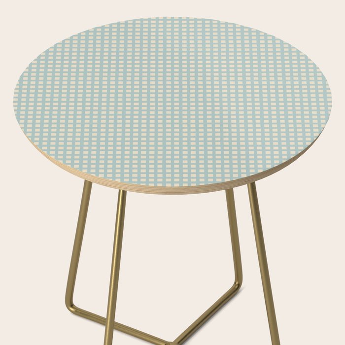 Blue geometric gingham grid art pattern Side Table Gallery Image 2