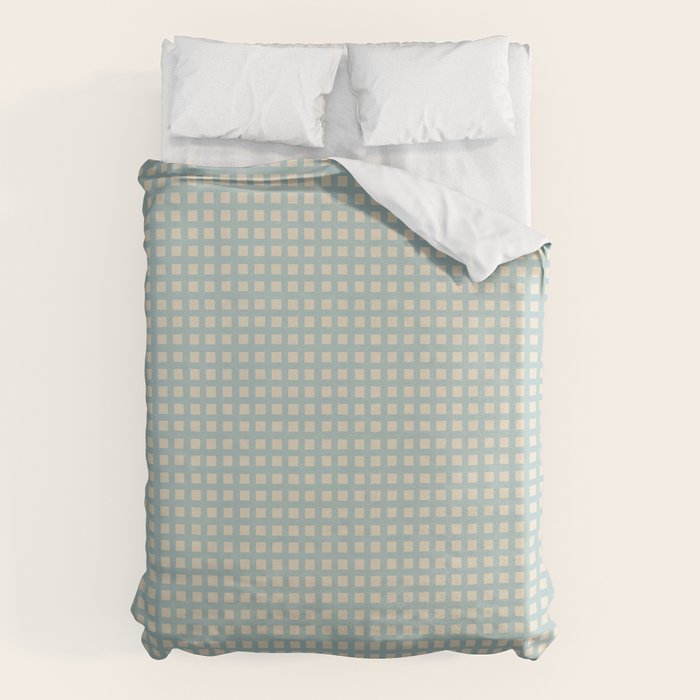 Blue geometric gingham grid art pattern Duvet Cover Gallery Image 6