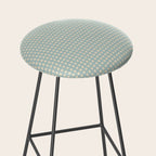Blue geometric gingham grid art pattern Stool Gallery Image 2