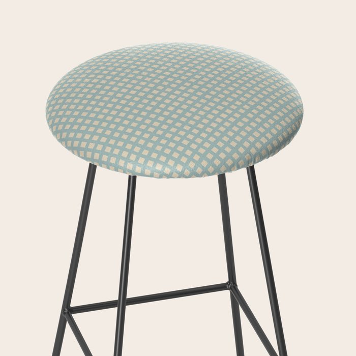 Blue geometric gingham grid art pattern Stool Gallery Image 2