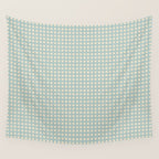 Blue geometric gingham grid art pattern Wall Tapestry Gallery Image 4