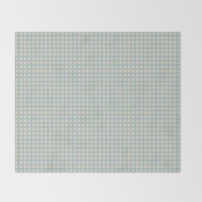 Blue geometric gingham grid art pattern Throw Blanket Gallery Image 2