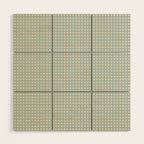 Blue geometric gingham grid art pattern Wood Wall Art Gallery Image 1