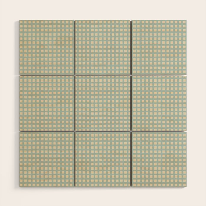 Blue geometric gingham grid art pattern Wood Wall Art Gallery Image 1