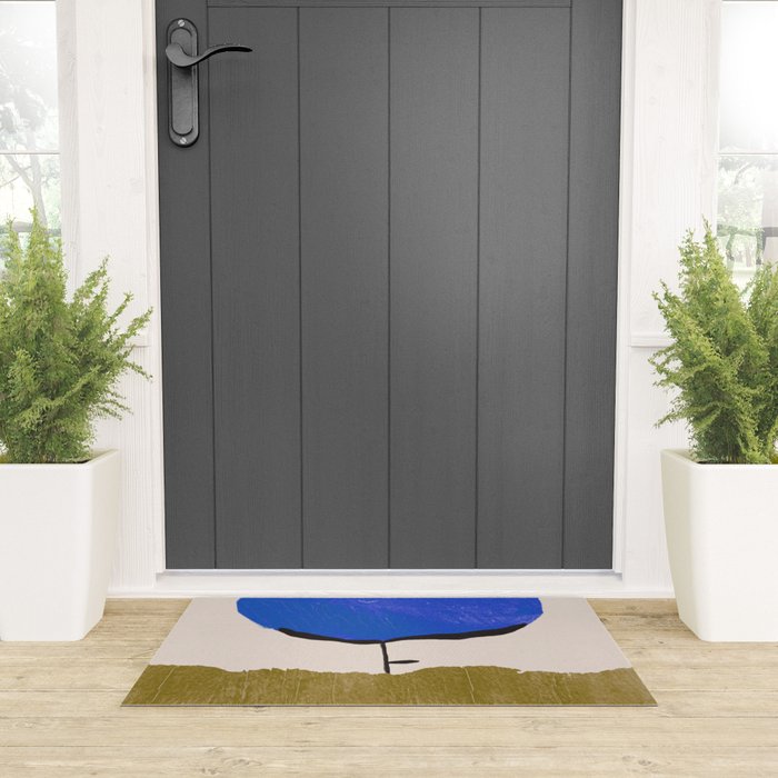 Blue Flower Welcome Mat Gallery Image 3