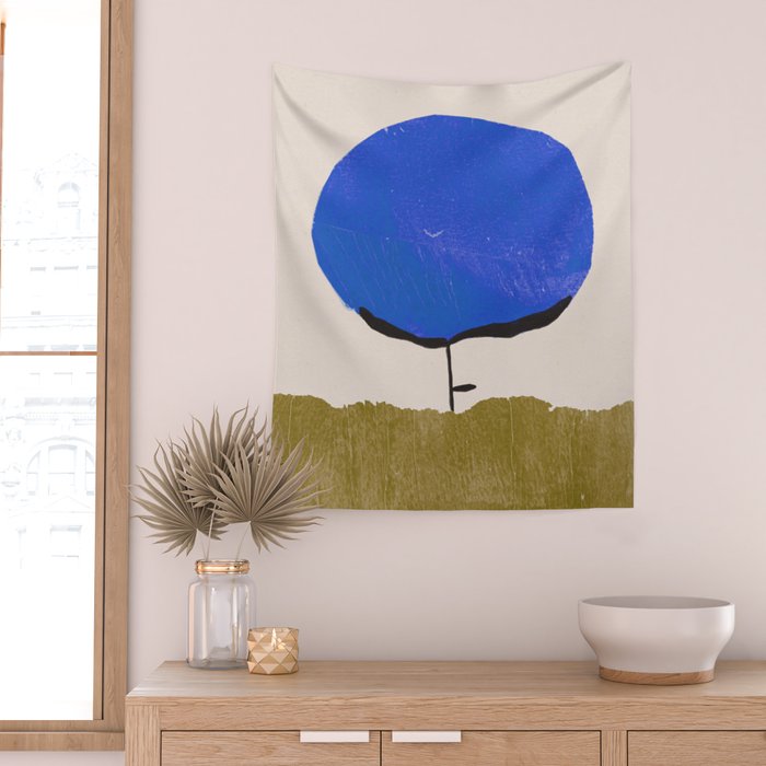 Blue Flower Wall Tapestry Gallery Image 2