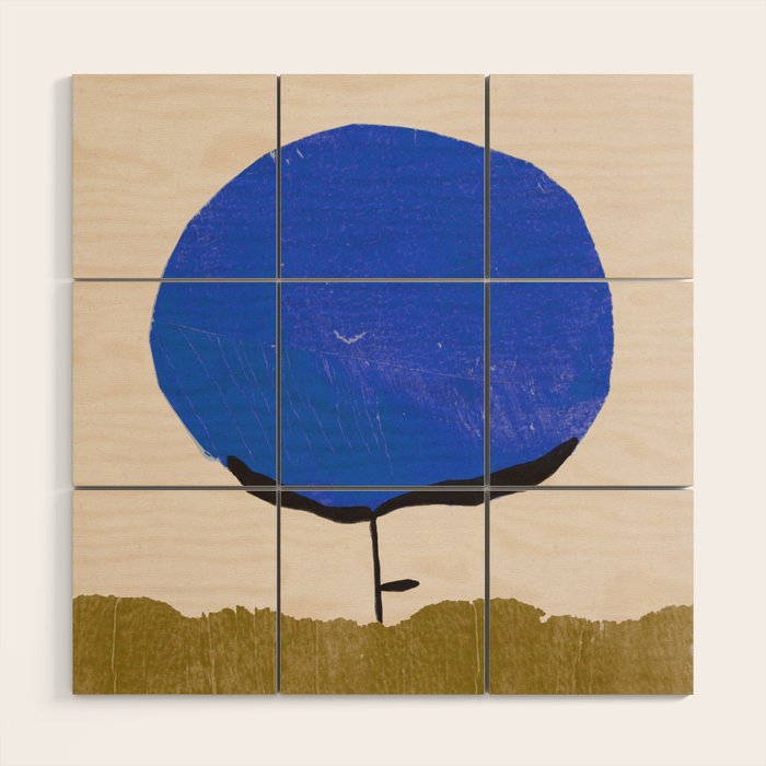 Blue Flower Wood Wall Art Gallery Image 1