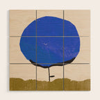 Blue Flower Wood Wall Art Gallery Image 1