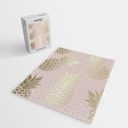 Glam, Pineapple Art, Pink Aesthetic with Gold Jigsaw Puzzle Gallery Image 2