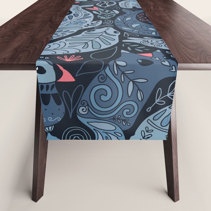 Arctic animals Polar bear, narwhal, seal, fox, puffin, whale  Table Runner Gallery Image 1