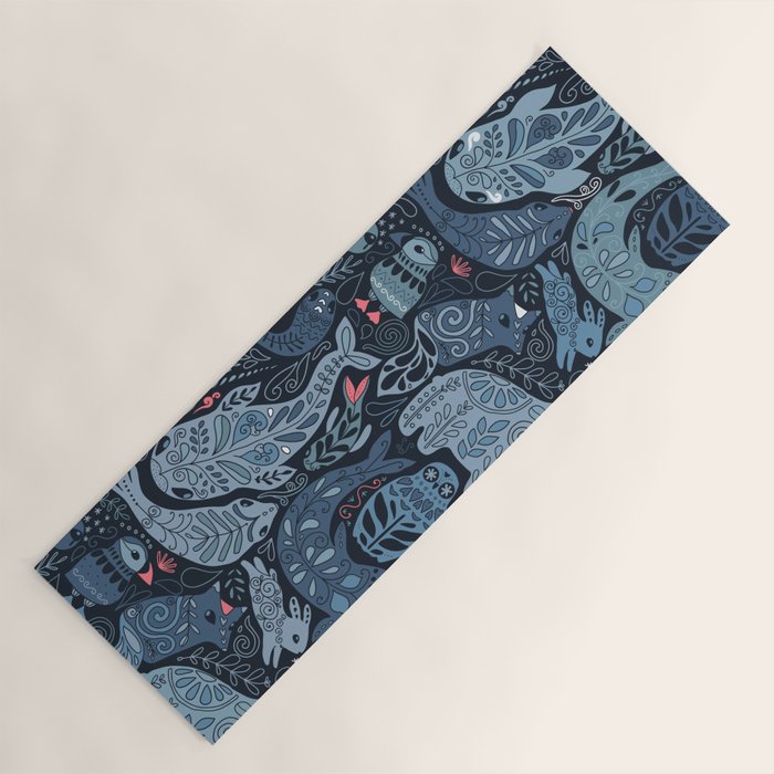 Arctic animals Polar bear, narwhal, seal, fox, puffin, whale  Yoga Mat Gallery Image 1