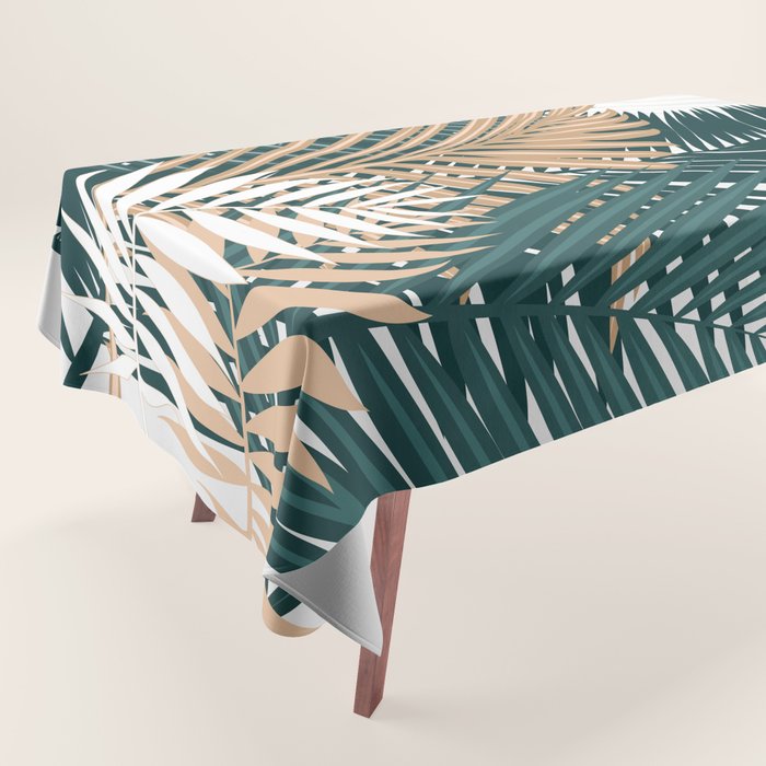 Gold and Green Palm Leaves Tablecloth Gallery Image 1