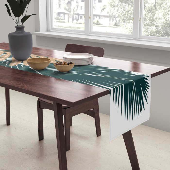 Gold and Green Palm Leaves Table Runner Gallery Image 2