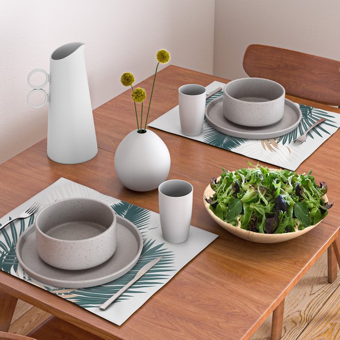 Gold and Green Palm Leaves Placemat Gallery Image 2