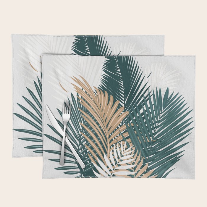 Gold and Green Palm Leaves Placemat Gallery Image 1