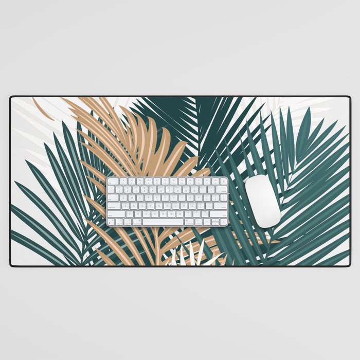 Gold and Green Palm Leaves Desk Mat Gallery Image 1