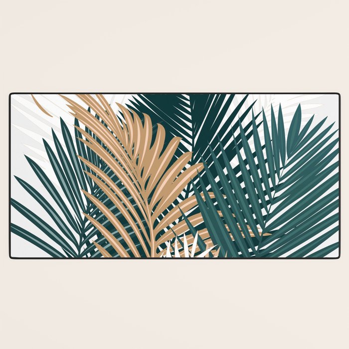 Gold and Green Palm Leaves Desk Mat Gallery Image 3