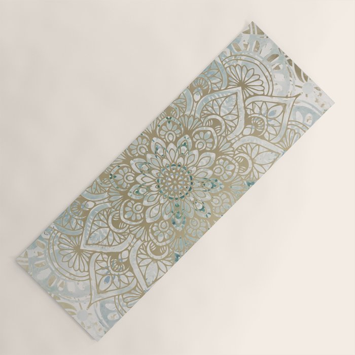 Yoga, Mandala, Teal and Gold, Wall Art Boho Yoga Mat Gallery Image 1