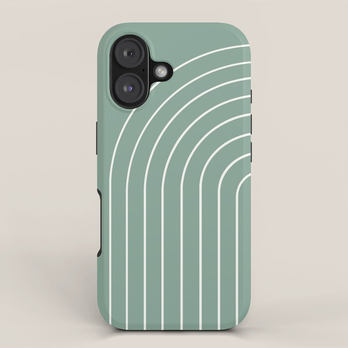 Minimal Arch XXXVII Natural Green Modern Geometric Lines iPhone Case Gallery Image 1