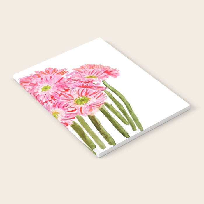 Pink Gerbera Daisy watercolor Notebook Gallery Image 1