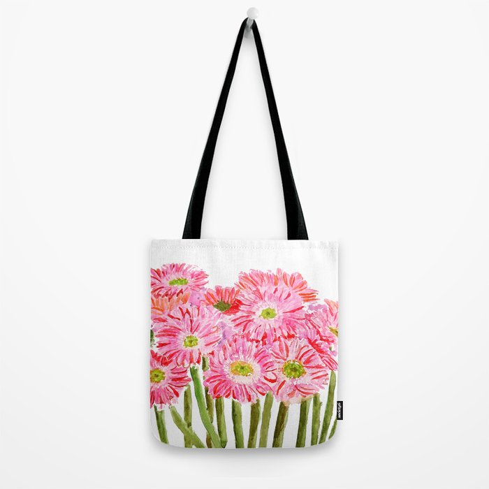Pink Gerbera Daisy watercolor Tote Bag Gallery Image 2