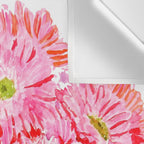 Pink Gerbera Daisy watercolor Wall Tapestry Gallery Image 3