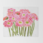 Pink Gerbera Daisy watercolor Throw Blanket Gallery Image 2