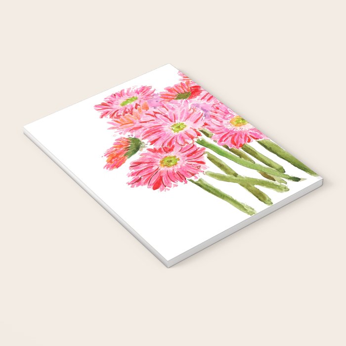 Pink Gerbera Daisy watercolor Notebook Gallery Image 3