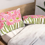 Pink Gerbera Daisy watercolor Pillow Sham Gallery Image 2