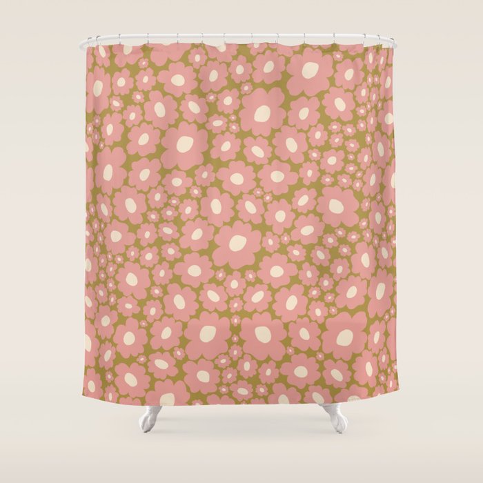 70âs Retro Floral  Shower Curtain Gallery Image 1