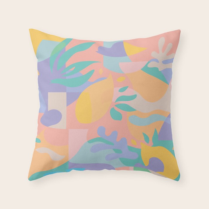 Lemons in Amalfi / Abstract shapes, Pink, Turquoise, Yellow, Lavender Throw Pillow Gallery Image 6
