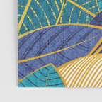 Leaf wall // navy blue royal blue and teal leaves golden lines Poster Gallery Image 3