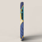 Leaf wall // navy blue royal blue and teal leaves golden lines iPhone Case Gallery Image 2