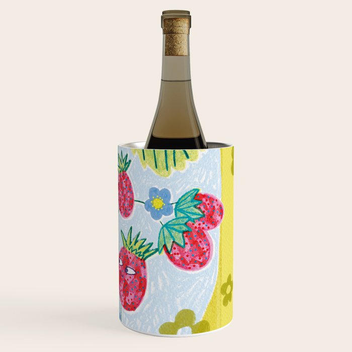Sweet Strawberry Plant Friends in Yellow & Pink Wine Chiller Gallery Image 3
