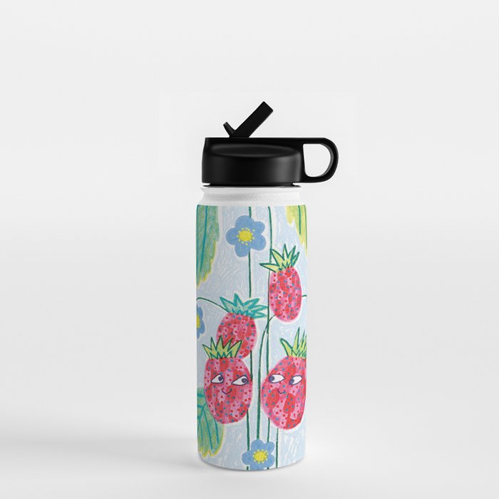 Sweet Strawberry Plant Friends in Yellow & Pink Water Bottle Gallery Image 1