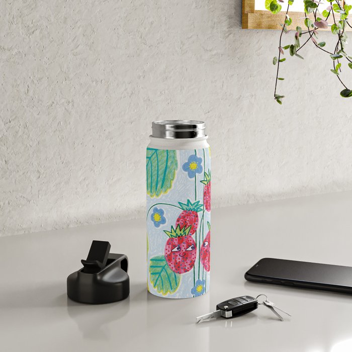 Sweet Strawberry Plant Friends in Yellow & Pink Water Bottle Gallery Image 4