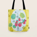 Sweet Strawberry Plant Friends in Yellow & Pink Tote Bag Gallery Image 1