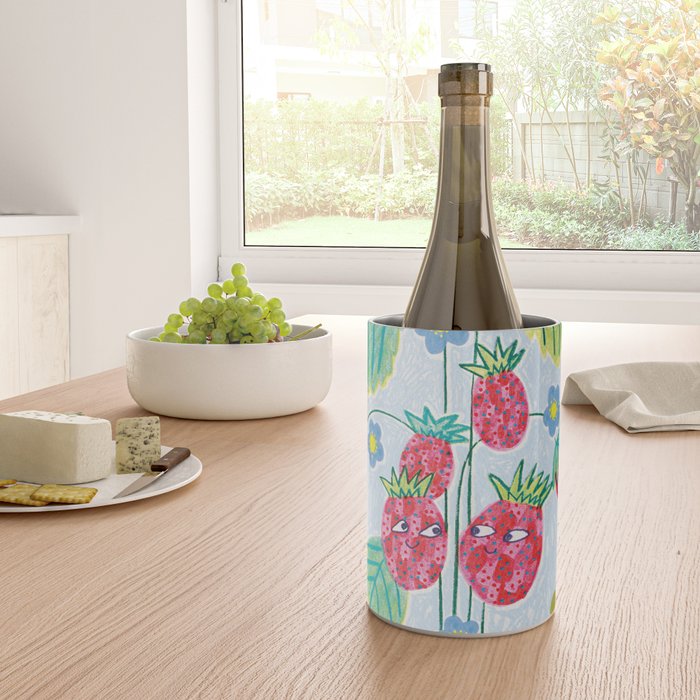 Sweet Strawberry Plant Friends in Yellow & Pink Wine Chiller Gallery Image 4