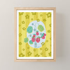 Sweet Strawberry Plant Friends in Yellow & Pink Mini Art Print Gallery Image 1