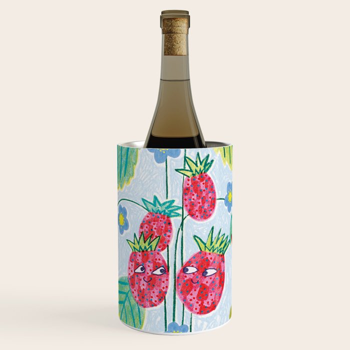 Sweet Strawberry Plant Friends in Yellow & Pink Wine Chiller Gallery Image 1