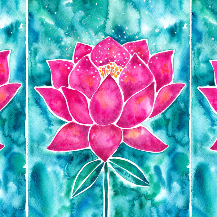 Sacred Lotus - Magenta Blossom with Turquoise Wash Coffee Mug Gallery Image 2