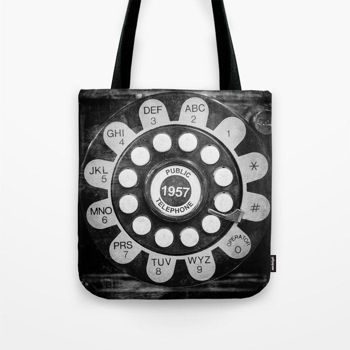 Retro 1957 Telephone in Black & White Tote Bag Gallery Image 1