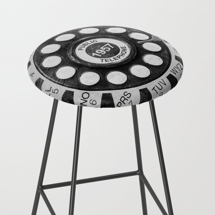 Retro 1957 Telephone in Black & White Stool Gallery Image 2