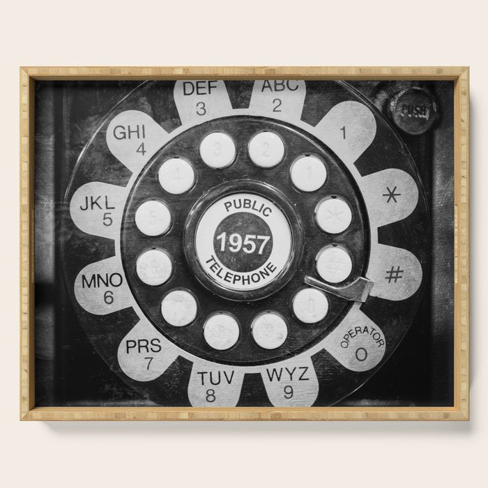 Retro 1957 Telephone in Black & White Serving Tray Gallery Image 1